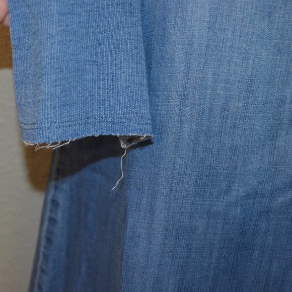 Sz XS Anthropologie Bella Dahl Frayed Blue Denim Dress - Picture 7 of 13
